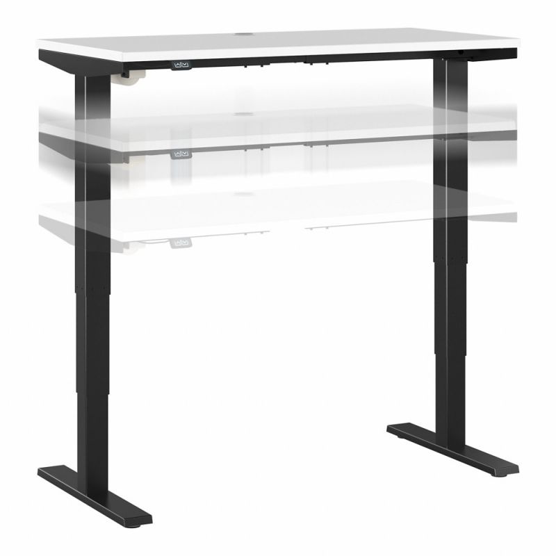 Bush Furniture - Move 40 Series 48W x 24D Electric Height Adjustable Standing Desk in White with Black Base - M4S4824WHBK