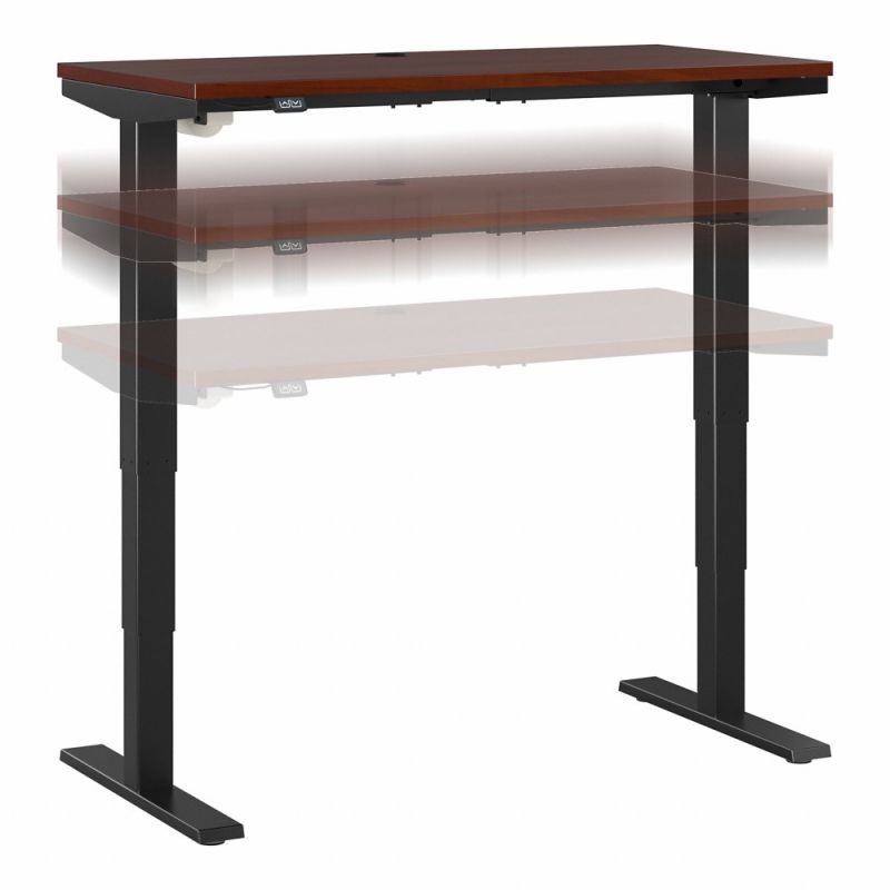 Bush Furniture - Move 40 Series 48W x 24D Electric Height Adjustable Standing Desk in Hansen Cherry with Black Base - M4S4824HCBK