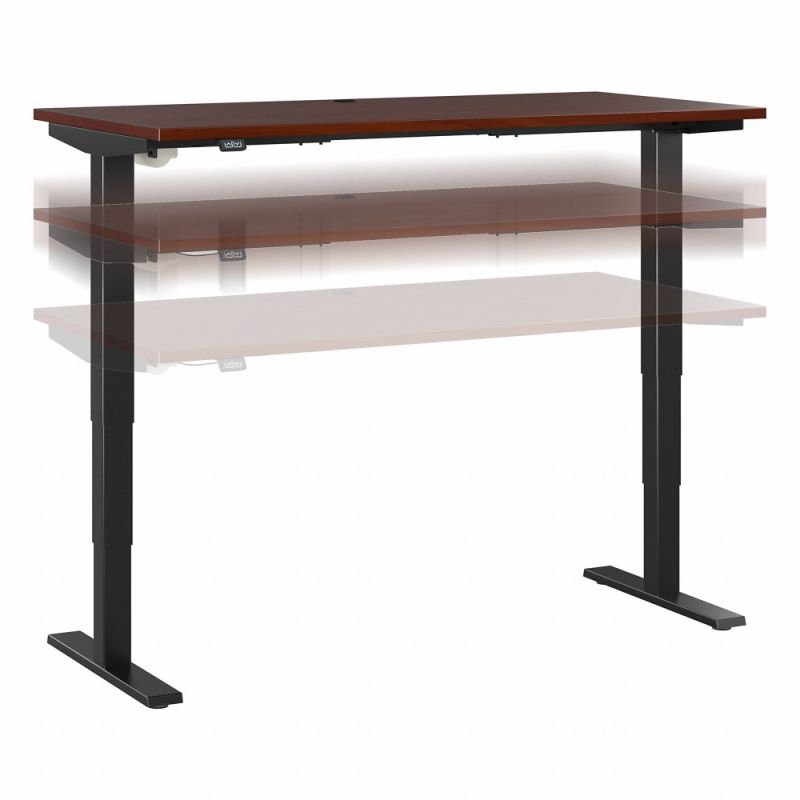 Bush Furniture - Move 40 Series 60W x 30D Electric Height Adjustable Standing Desk in Hansen Cherry with Black Base - M4S6030HCBK