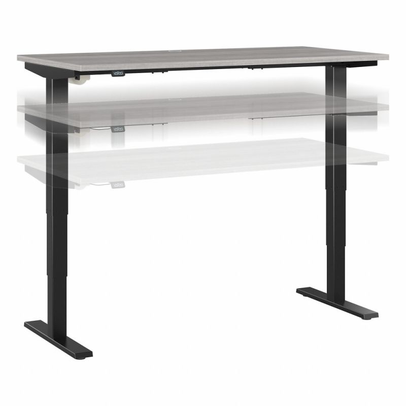 Bush Furniture - Move 40 Series 60W x 30D Electric Height Adjustable Standing Desk in Platinum Gray with Black Base - M4S6030PGBK