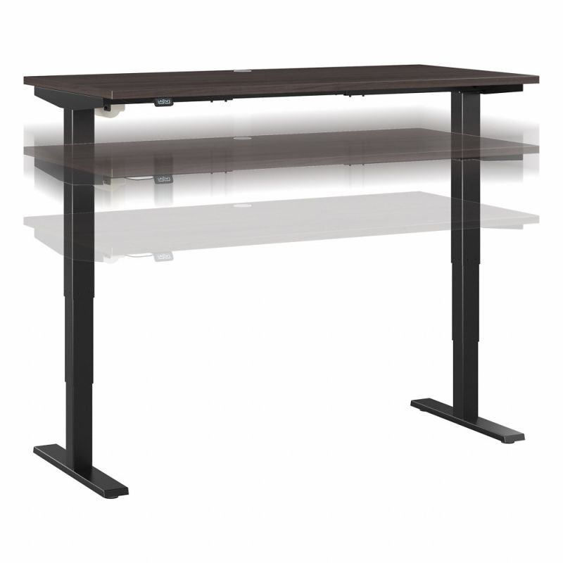 Bush Furniture - Move 40 Series 60W x 30D Electric Height Adjustable Standing Desk in Storm Gray with Black Base - M4S6030SGBK