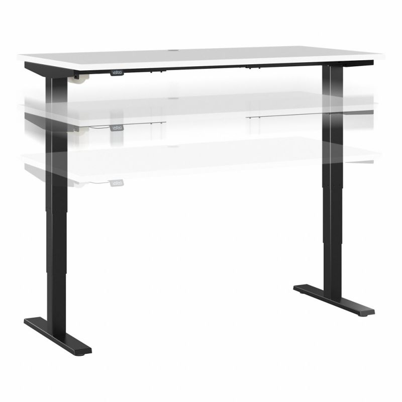 Bush Furniture - Move 40 Series 60W x 30D Electric Height Adjustable Standing Desk in White with Black Base - M4S6030WHBK