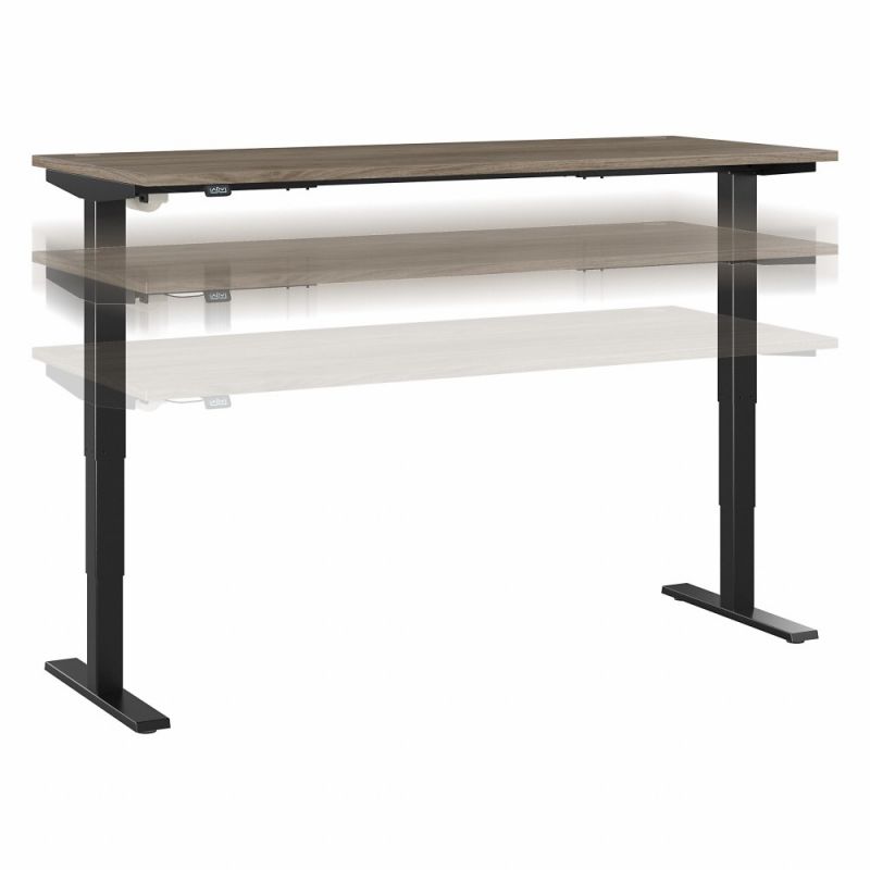 Bush Furniture - Move 40 Series 72W x 30D Electric Height Adjustable Standing Desk in Modern Hickory with Black Base - M4S7230MHBK