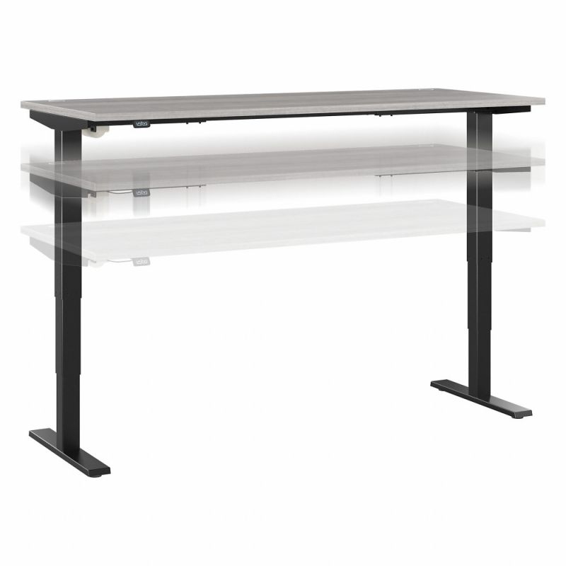 Bush Furniture - Move 40 Series 72W x 30D Electric Height Adjustable Standing Desk in Platinum Gray with Black Base - M4S7230PGBK