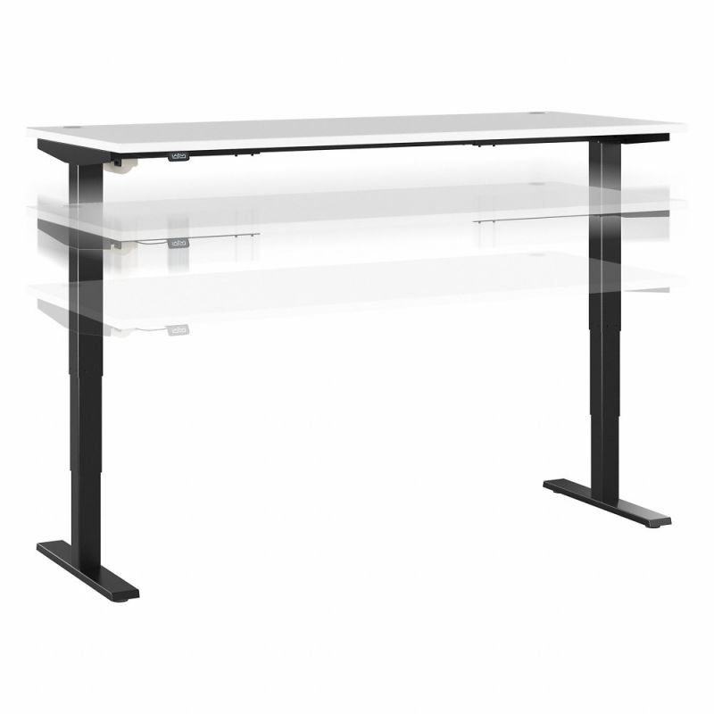 Bush Furniture - Move 40 Series 72W x 30D Electric Height Adjustable Standing Desk in White with Black Base - M4S7230WHBK