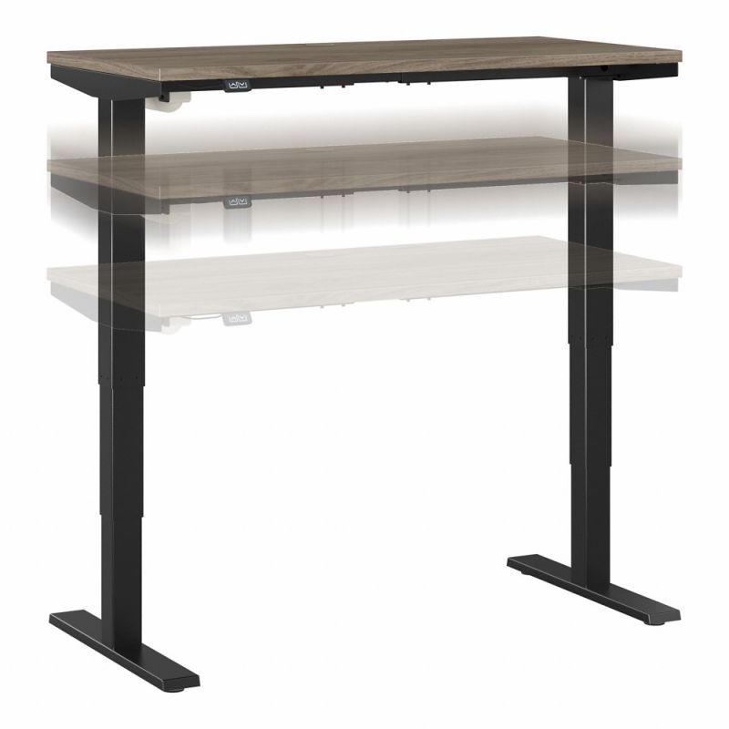 Bush Furniture - Move 40 Series 48W x 24D Electric Height Adjustable Standing Desk in Modern Hickory with Black Base - M4S4824MHBK