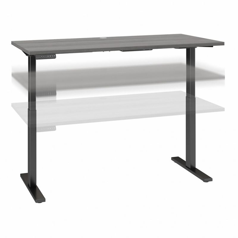 Bush Furniture - Move 60 Series 60W x 30D Electric Height Adjustable Standing Desk in Platinum Gray with Black Base - M6S6030PGBK