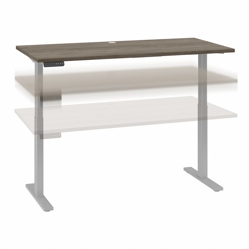 Bush Business Furniture - Move 60 Series 60W x 30D Electric Height Adjustable Standing Desk in Modern Hickory with Cool Gray Metallic Base - M6S6030MHSK