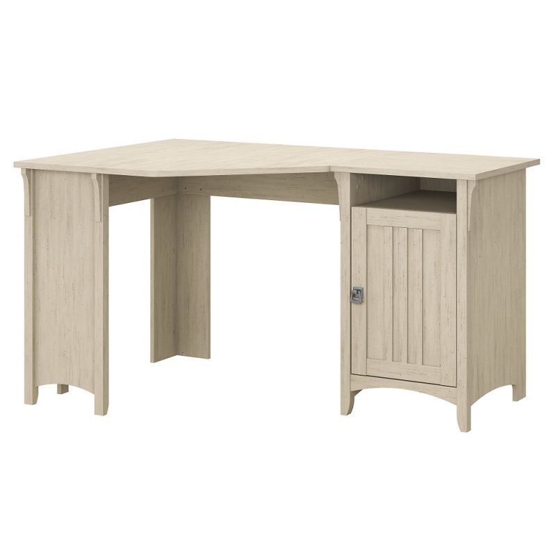 Bush Furniture - Salinas 55W Corner Desk with Storage in Antique White - SAD155AW-03