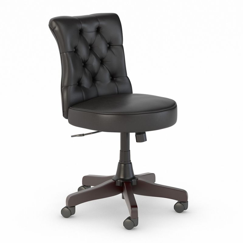 Bush Furniture - Salinas Mid Back Tufted Office Chair in Black Leather - SAL009BL - CLOSEOUT