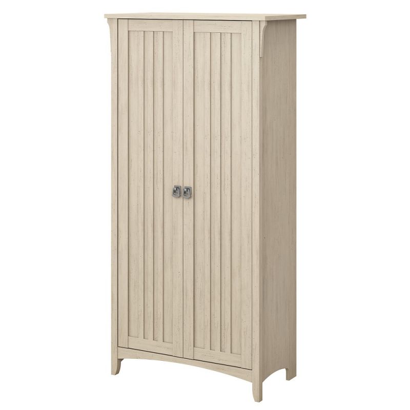 Bush Furniture - Salinas Tall Storage Cabinet with Doors in Antique White - SAS332AW-03