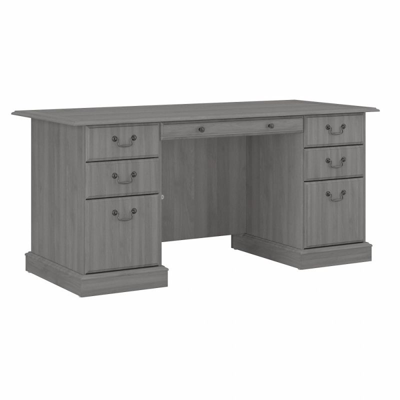 Bush Furniture - Saratoga Executive Desk with Drawers in Modern Gray - EX45866-03K