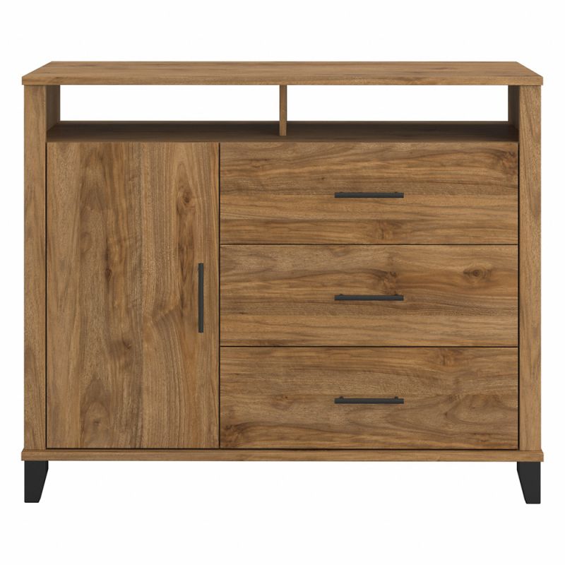 Bush Furniture - Somerset 3 Drawer Dresser and Bedroom TV Stand in Fresh Walnut - STV148FWK