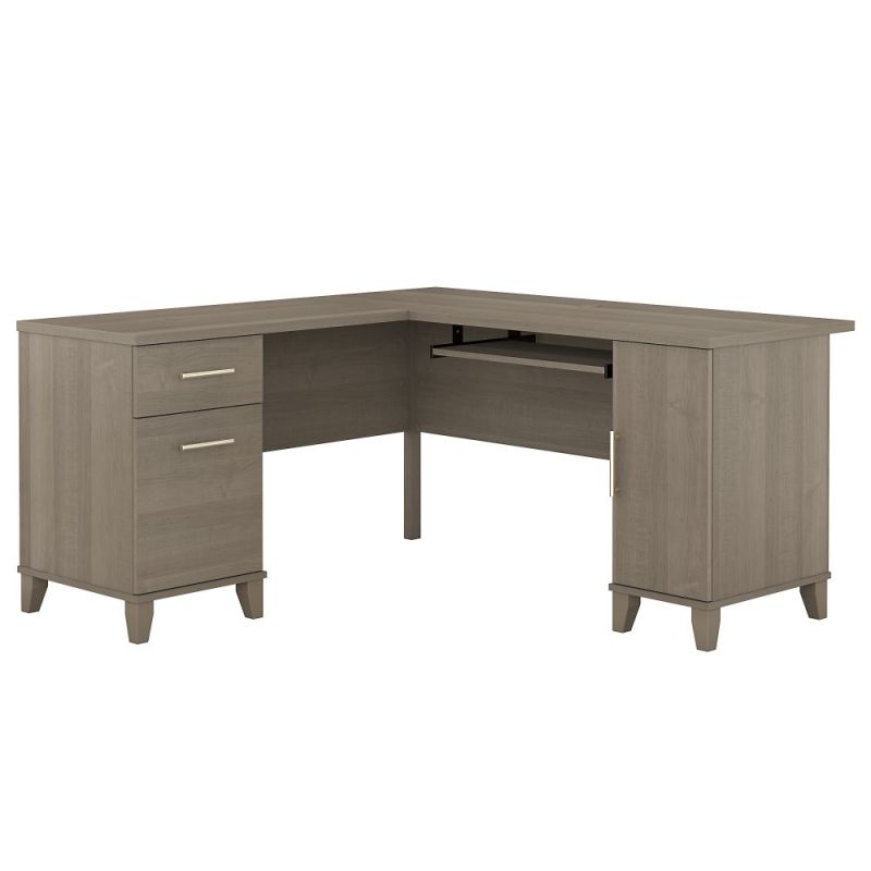 Bush Furniture - Somerset 60W L Shaped Desk in Ash Gray - WC81630K