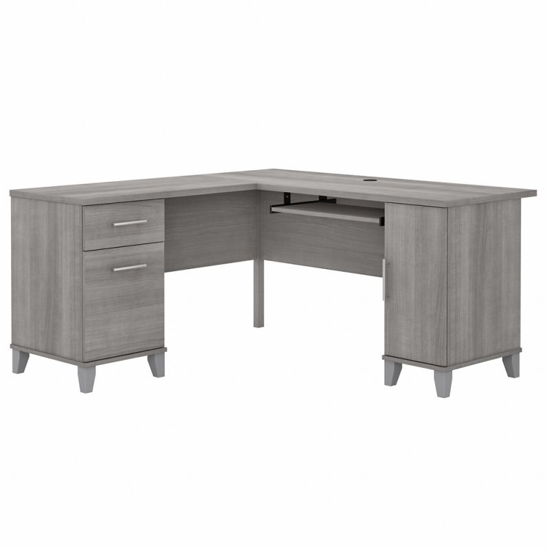 Bush Furniture - Somerset 60W L Shaped Desk with Storage in Platinum Gray - WC81230K