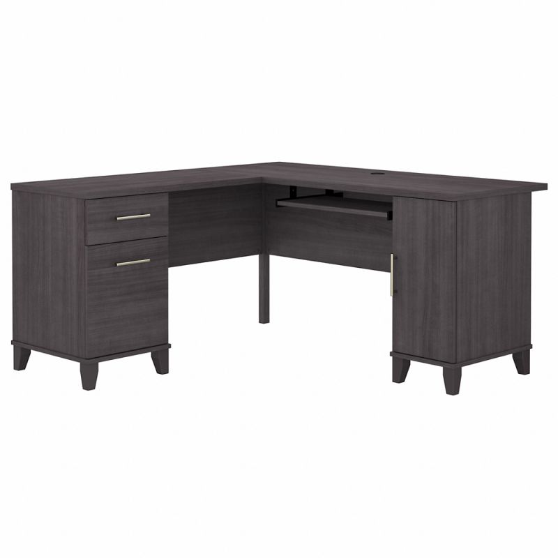 Bush Furniture - Somerset 60W L Shaped Desk with Storage in Storm Gray - WC81530K