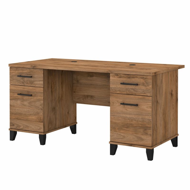 Bush Furniture - Somerset 60W Office Desk with Drawers in Fresh Walnut - WC81328K