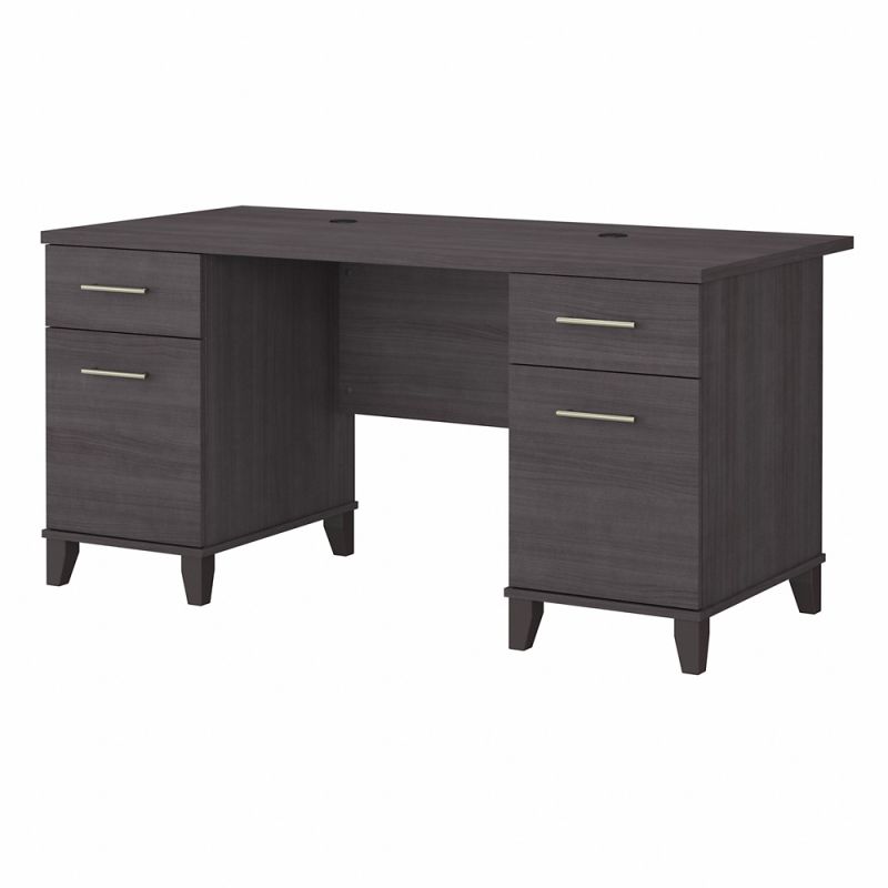 Bush Furniture - Somerset 60W Office Desk with Drawers in Storm Gray - WC81528K