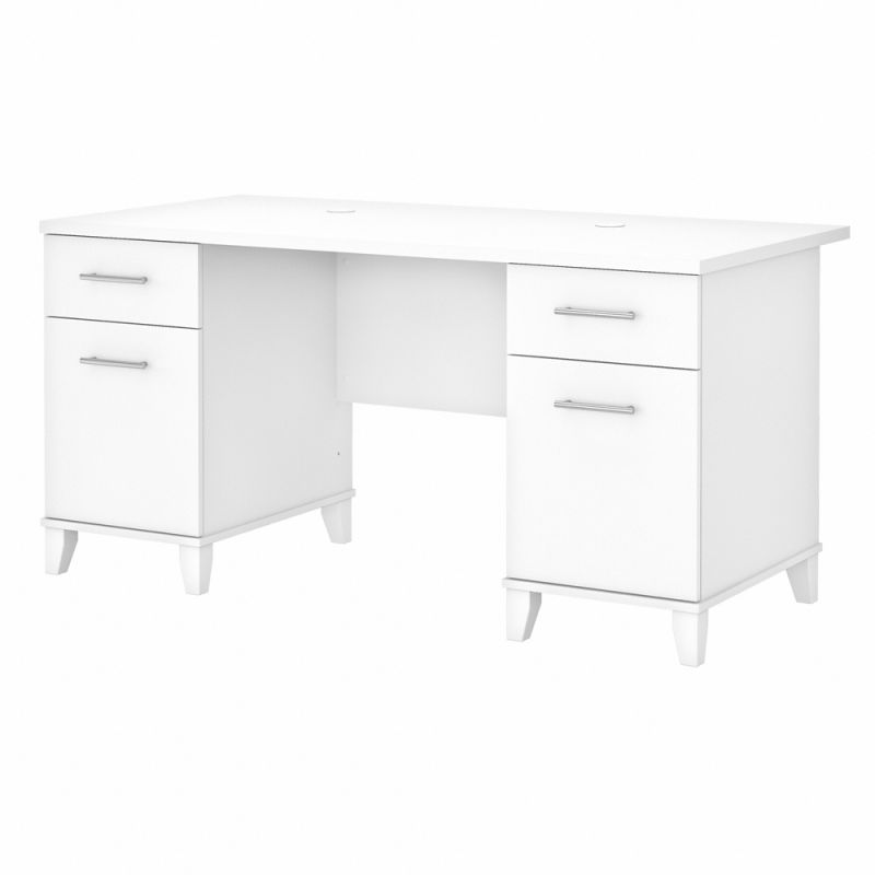 Bush Furniture - Somerset 60W Office Desk with Drawers in White - WC81928K