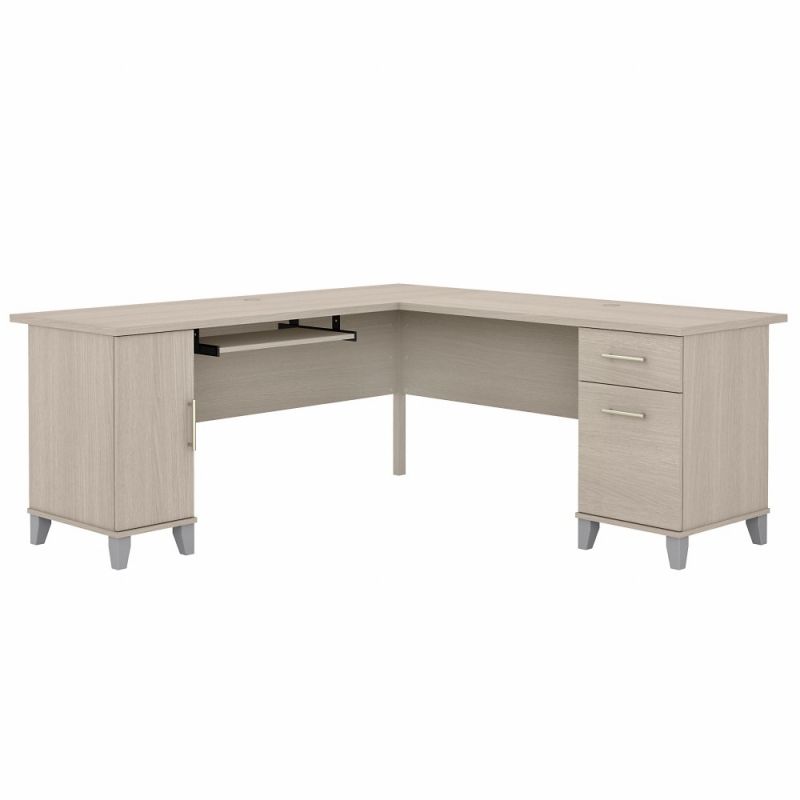 Bush Furniture - Somerset 72W L Desk in Sand Oak - WC81110K