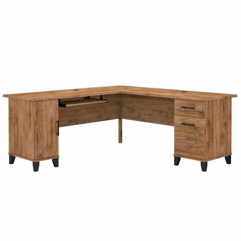 Bush Furniture - Somerset 72W L Shaped Desk with Storage in Fresh Walnut - WC81310K