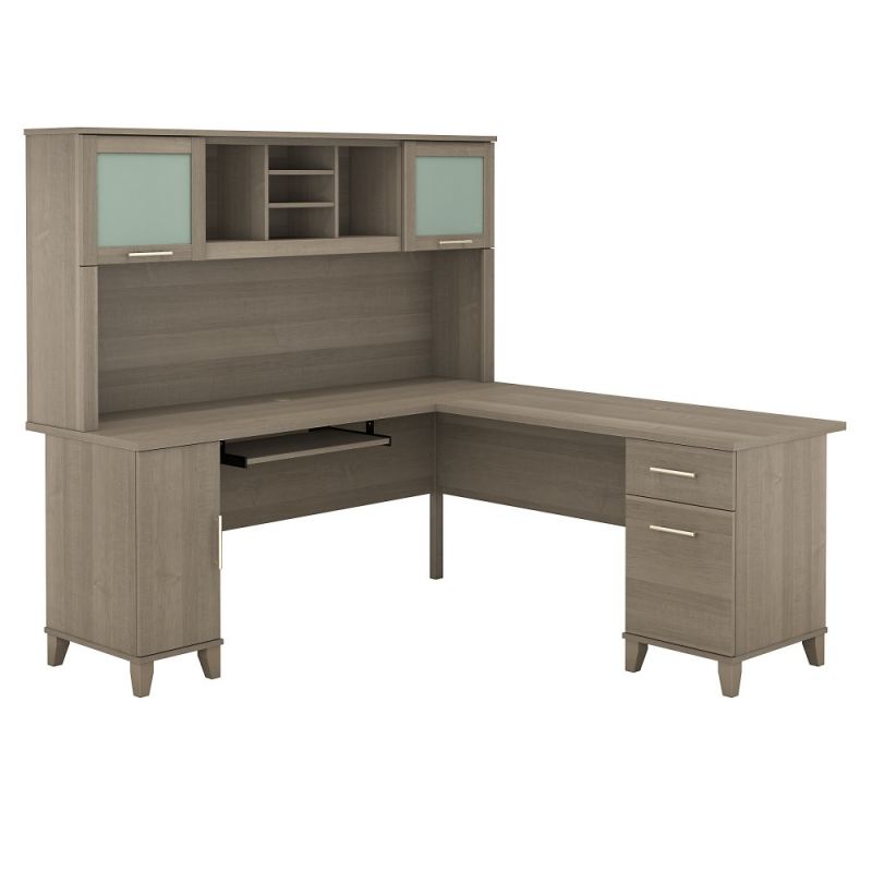 Bush Furniture - Somerset 72W L Shaped Desk with Hutch in Ash Gray - SET001AG