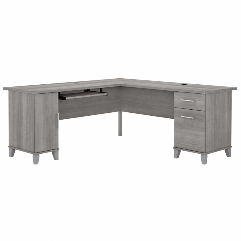 Bush Furniture - Somerset 72W L Shaped Desk with Storage in Platinum Gray - WC81210K