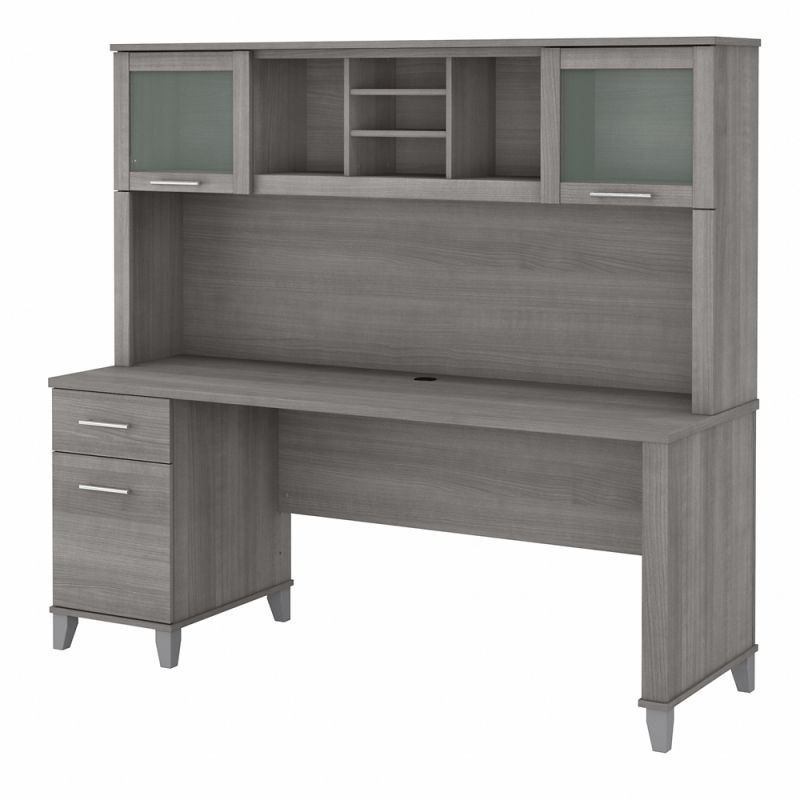 Bush Furniture - Somerset 72W Office Desk with Drawers and Hutch in Platinum Gray - SET018PG