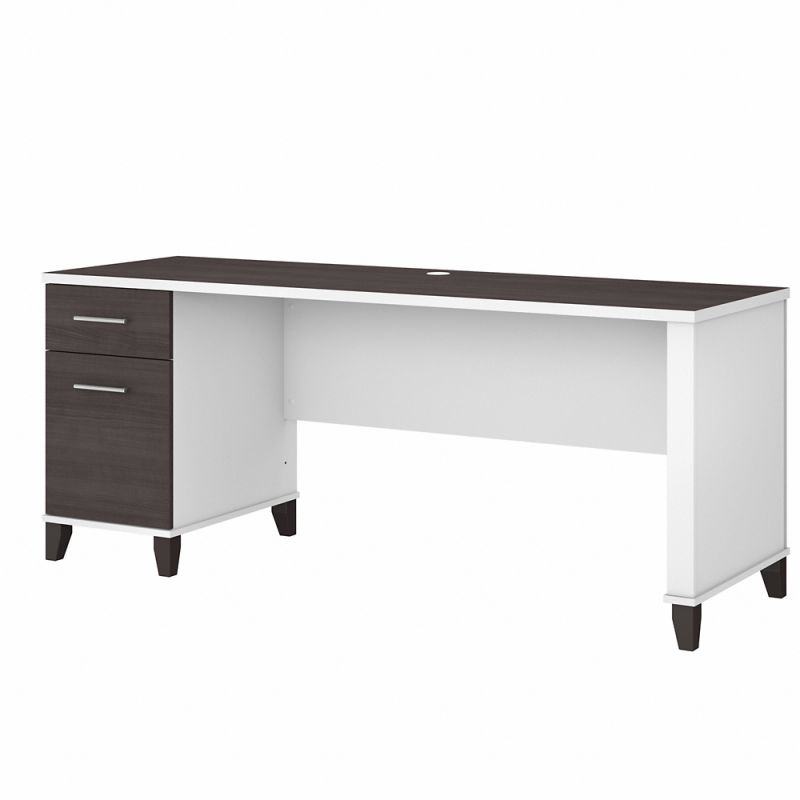 Bush Furniture - Somerset 72W Office Desk with Drawers in White and Storm Gray - WC81072