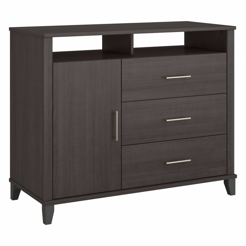 Bush Furniture - Somerset Storage 3 Drawer Dresser and Bedroom TV Stand in Storm Gray - STV148SGK