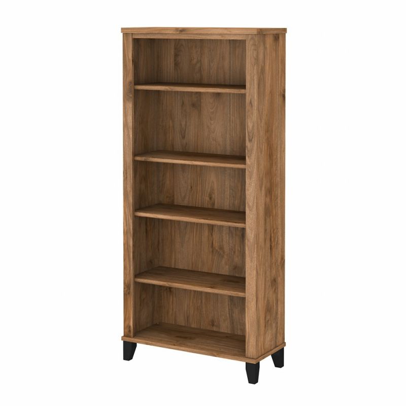 Bush Furniture - Somerset Tall 5 Shelf Bookcase in Fresh Walnut - WC81365