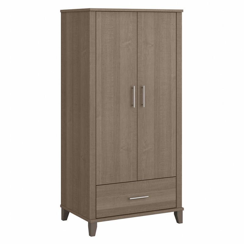 Bush Furniture - Somerset Tall Storage Cabinet with Doors and Drawer in Ash Gray - STS166AGK-Z2
