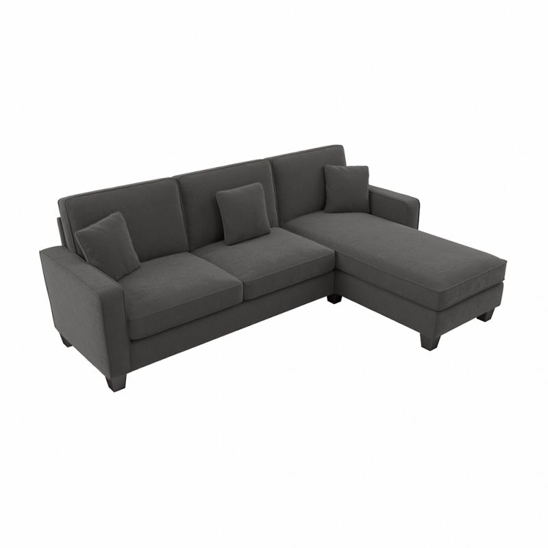 Bush Furniture - Stockton 102W Sectional Couch with Reversible Chaise Lounge in Charcoal Gray Herringbone - SNY102SCGH-03K