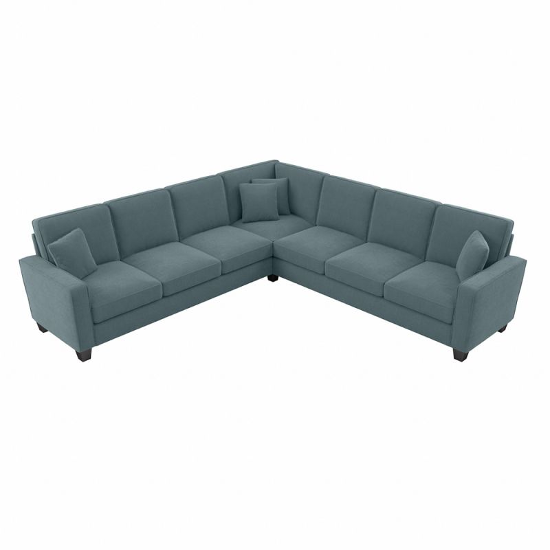 Bush Furniture - Stockton 110W L Shaped Sectional Couch in Turkish Blue Herringbone - SNY110STBH-03K
