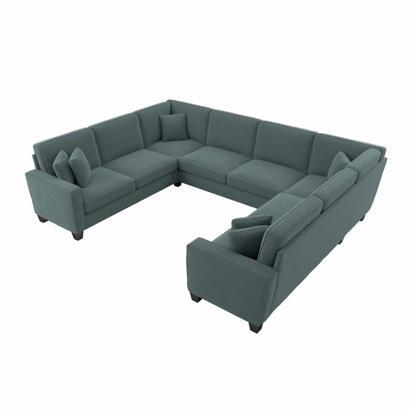 Bush Furniture - Stockton 123W U Shaped Sectional Couch in Turkish Blue Herringbone - SNY123STBH-03K
