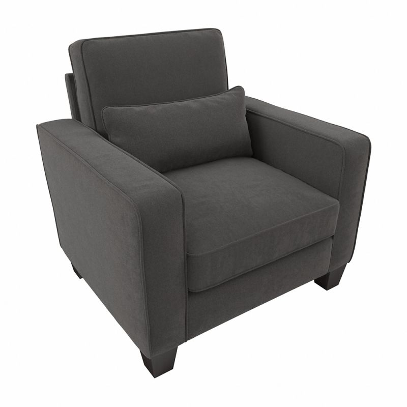 Bush Furniture - Stockton Accent Chair with Arms in Charcoal Gray Herringbone - SNK36SCGH-03