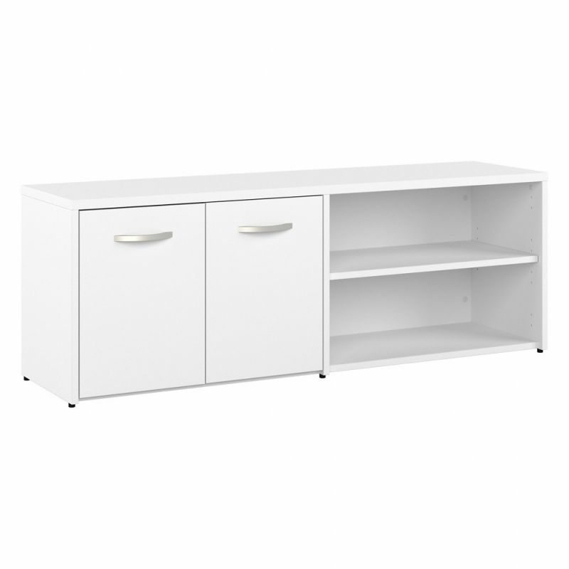 Bush Furniture - Studio A Low Storage Cabinet with Doors and Shelves in White - SDS160WH-Z