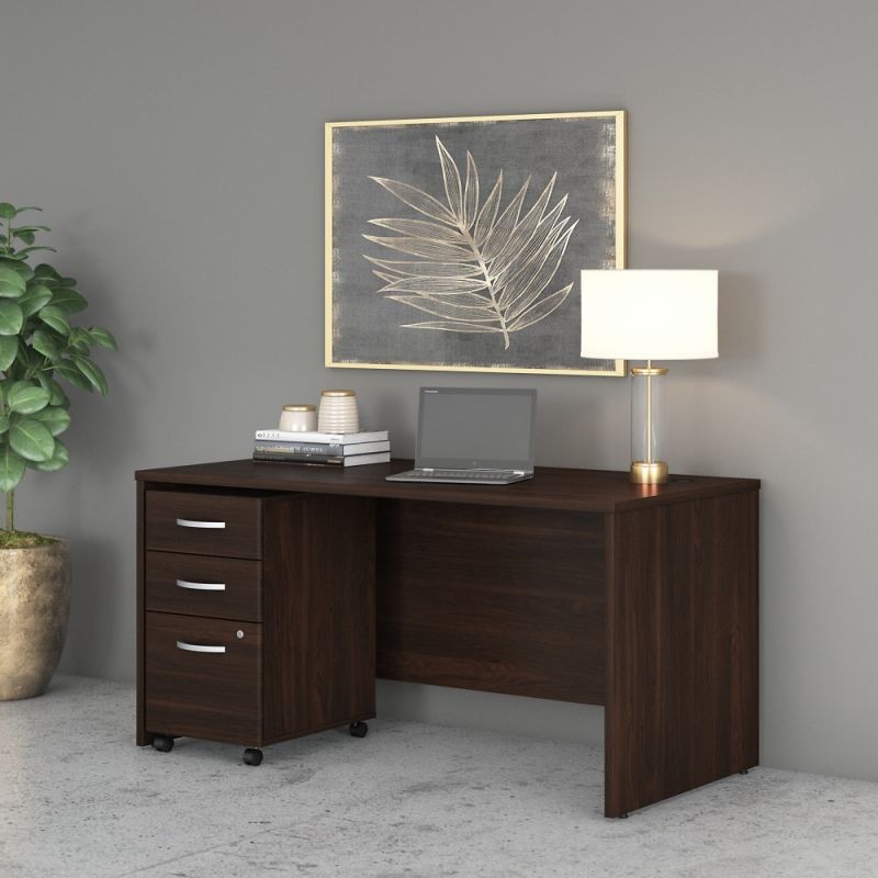 Bush Furniture - Studio C 60W x 30D Office Desk with Mobile File Cabinet in Black Walnut - STC014BWSU