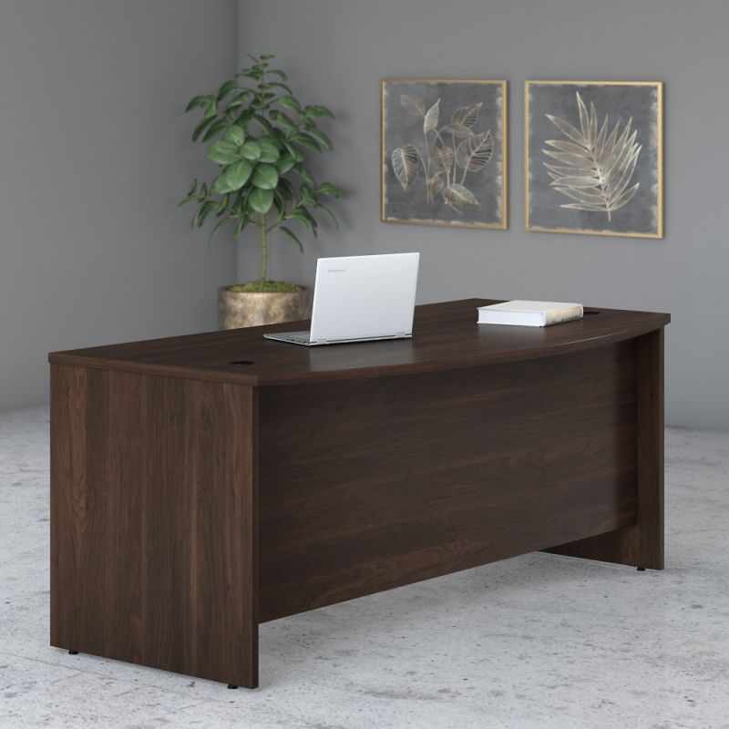 Bush Furniture - Studio C 72W x 36D Bow Front Desk in Black Walnut - SCD172BW