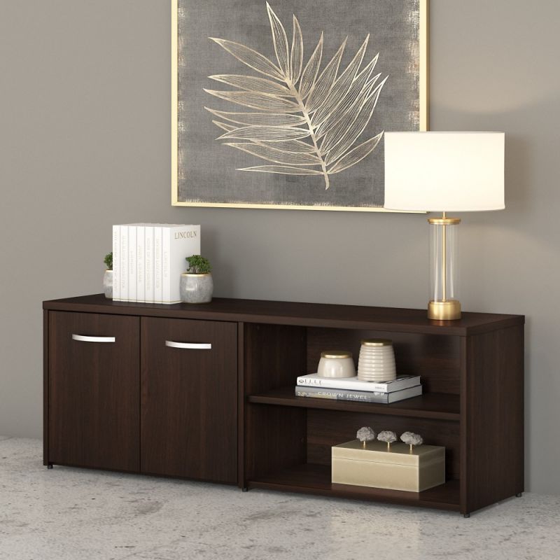 Bush Furniture - Studio C Low Storage Cabinet with Doors and Shelves in Black Walnut - SCS160BW