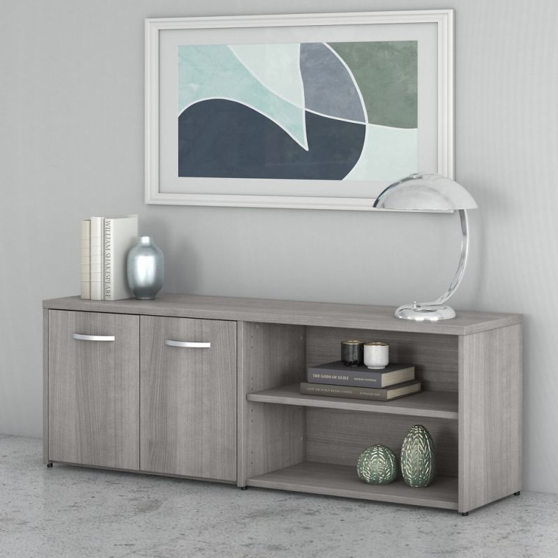 Bush Furniture - Studio C Low Storage Cabinet with Doors and Shelves in Platinum Gray - SCS160PG