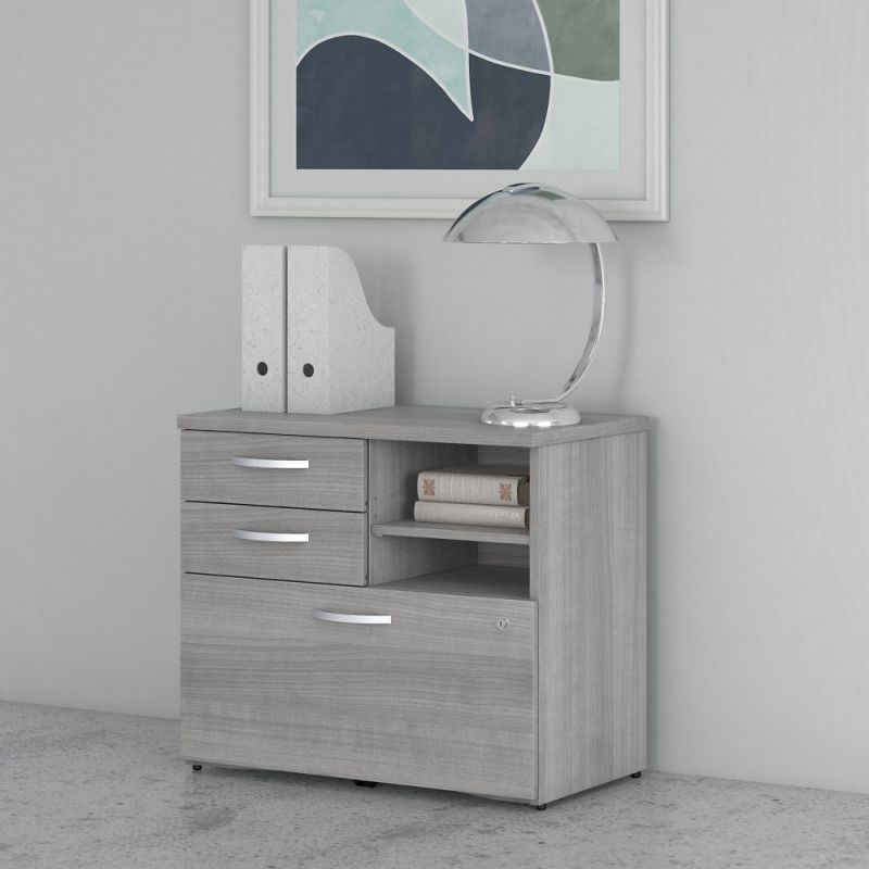 Bush Furniture - Studio C Office Storage Cabinet with Drawers and Shelves in Platinum Gray - SCF130PGSU