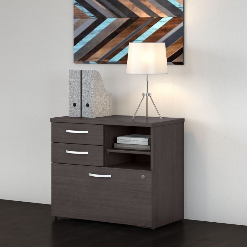 Bush Furniture - Studio C Office Storage Cabinet with Drawers and Shelves in Storm Gray - SCF130SGSU