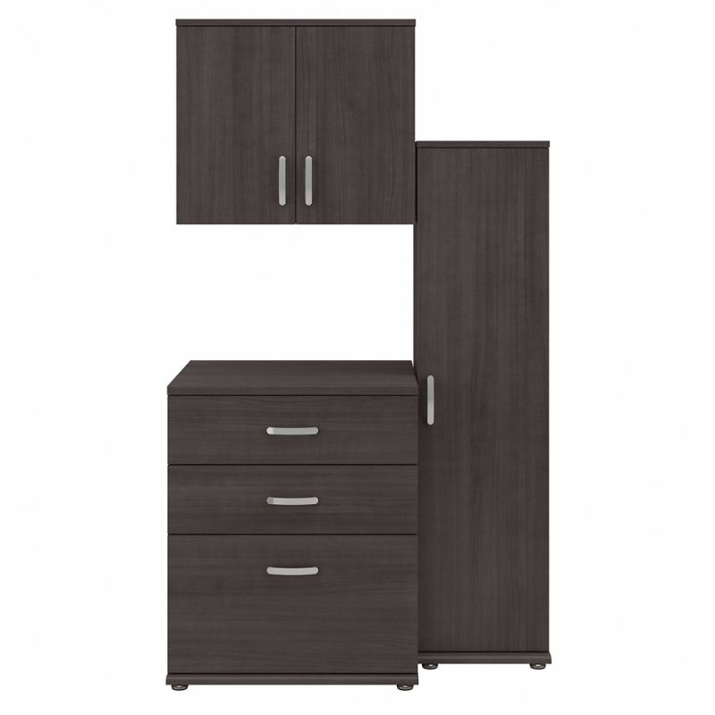 Bush Furniture - Universal 3 Piece Modular 44W Closet Storage Set with Floor and Wall Cabinets in Storm Gray - CLS005SG
