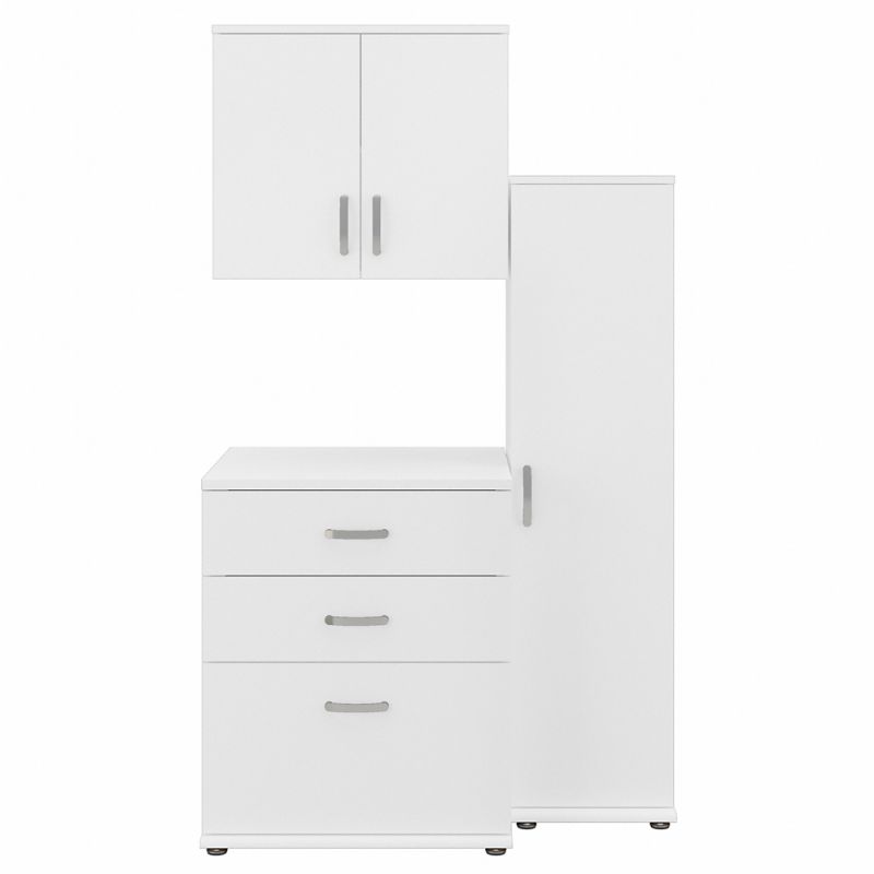 Bush Furniture - Universal 3 Piece Modular 44W Closet Storage Set with Floor and Wall Cabinets in White - CLS005WH