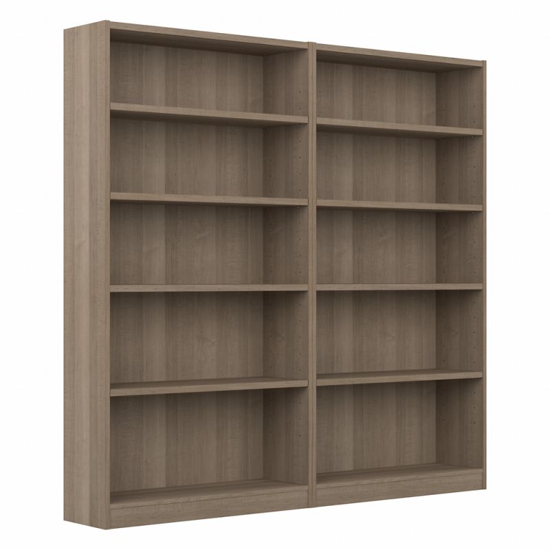 Bush Furniture - Universal 5 Shelf Bookcase in Ash Gray (Set of 2) - UB003AG