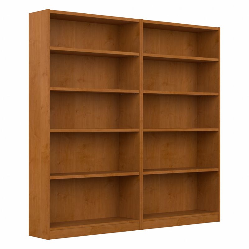 Bush Furniture - Universal  5 Shelf Bookcase Set of 2 in Natural Cherry - UB003NC