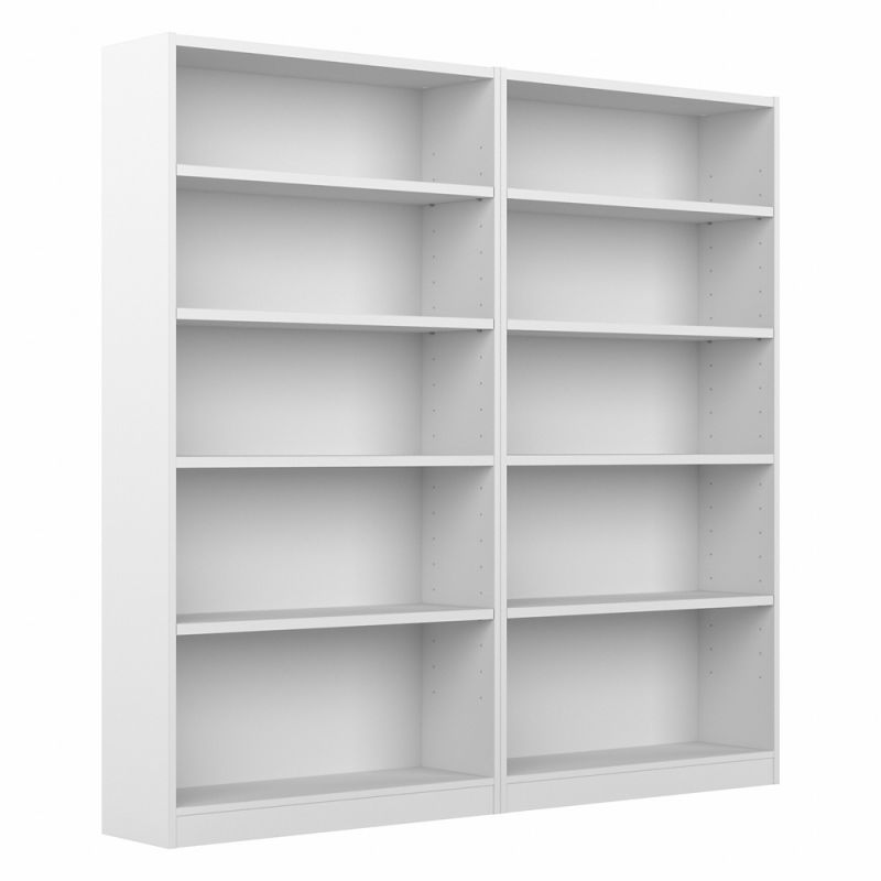 Bush Furniture - Universal 5 Shelf Bookcase in White (Set of 2) - UB003PW