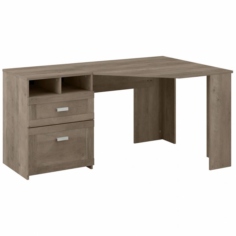 Bush Furniture - Wheaton 60W Reversible Corner Desk with Storage in Driftwood Gray - MY72213-03