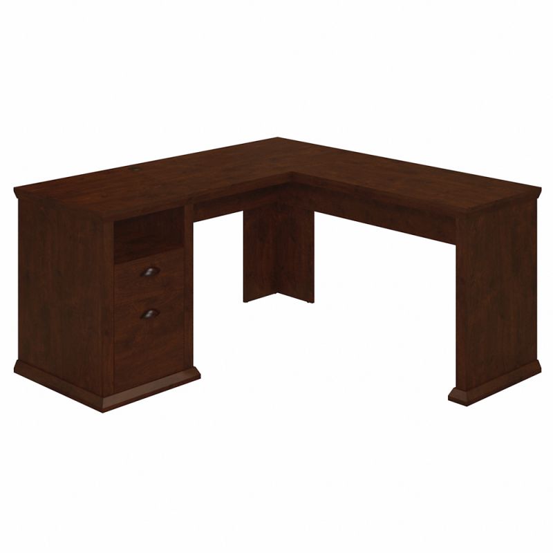 Bush Furniture - Yorktown 60W L Shaped Desk with Storage in Antique Cherry - WC40330-03